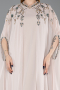 Long Beige Chiffon Plus Size Evening Gown ABU6175