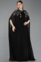 Long Black Chiffon Plus Size Evening Gown ABU6175