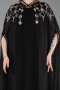 Long Black Chiffon Plus Size Evening Gown ABU6175