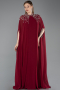 Burgundy Long Chiffon Plus Size Evening Gown ABU5845