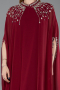 Burgundy Long Chiffon Plus Size Evening Gown ABU5845