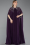 Dark Purple Long Chiffon Plus Size Evening Gown ABU5845