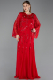 Long Red Chiffon Plus Size Evening Gown ABU6176