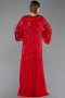 Long Red Chiffon Plus Size Evening Gown ABU6176