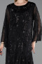 Long Black Chiffon Plus Size Evening Gown ABU6176