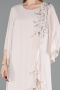 Long Beige Chiffon Plus Size Evening Gown ABU6177