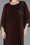 Long Brown Chiffon Plus Size Evening Gown ABU6177
