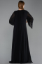 Long Black Chiffon Plus Size Evening Gown ABU6177