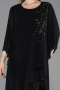 Long Black Chiffon Plus Size Evening Gown ABU6177