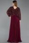 Burgundy Long Chiffon Formal Plus Size Dress ABU5859