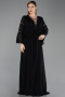 Long Black Chiffon Plus Size Evening Gown ABU6178