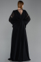 Long Black Chiffon Plus Size Evening Gown ABU6178
