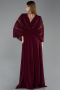 Long Cherry Colored Chiffon Plus Size Evening Gown ABU6178