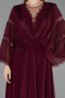 Long Cherry Colored Chiffon Plus Size Evening Gown ABU6178