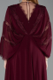Long Cherry Colored Chiffon Plus Size Evening Gown ABU6178