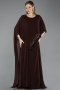 Long Brown Chiffon Plus Size Evening Gown ABU6179