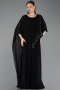 Long Black Chiffon Plus Size Evening Gown ABU6179