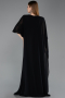 Long Black Chiffon Plus Size Evening Gown ABU6179