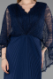 Long Navy Blue Chiffon Plus Size Evening Gown ABU6181