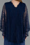 Long Navy Blue Chiffon Plus Size Evening Gown ABU6181