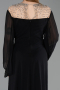 Long Black Chiffon Plus Size Evening Gown ABU6182