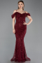Long Burgundy Beaded Evening Dress ABU6190