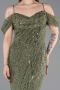 Long Olive Drab Beaded Evening Dress ABU6190
