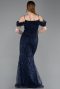 Long Navy Blue Beaded Evening Dress ABU6190