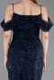 Long Navy Blue Beaded Evening Dress ABU6190