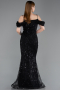 Long Black Beaded Evening Dress ABU6190