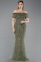 Light Khaki Long Beaded Evening Dress ABU5694