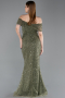 Light Khaki Long Beaded Evening Dress ABU5694