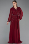 Burgundy Long Chiffon Plus Size Evening Dress ABU3075