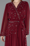 Burgundy Long Chiffon Plus Size Evening Dress ABU3075