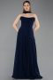 Navy Blue Long Chiffon Prom Gown ABU5763