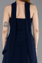 Navy Blue Long Chiffon Prom Gown ABU5763
