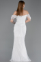 White Long Beaded Evening Dress ABU5557