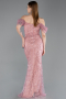 Powder Color Long Beaded Evening Dress ABU5557