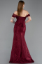 Burgundy Long Dantelle Evening Dress ABU5609