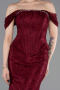 Burgundy Long Dantelle Evening Dress ABU5609