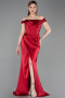 Red Long Satin Evening Dress ABU5976