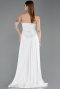 Long White Satin Evening Dress ABU6193