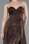 Long Brown Satin Evening Dress ABU6193