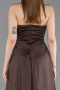 Long Brown Satin Evening Dress ABU6193