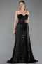 Long Black Satin Evening Dress ABU6193
