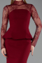 Long Burgundy Mermaid Evening Gown ABU6194