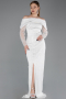 Long White Beaded Evening Dress ABU6186