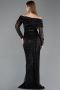 Long Black Beaded Evening Dress ABU6186