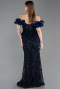 Navy Blue Long Scaly Mermaid Prom Dress ABU5780