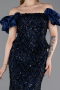 Navy Blue Long Scaly Mermaid Prom Dress ABU5780